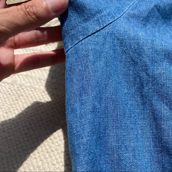 DRAPER JAMES blue chambray flutter wrap romper - Picture 10 of 13